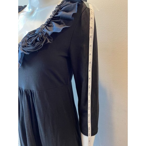 J. Crew Womens Ruffled Neck Empire Waist Dress 18638SP10 3/4 Sleeve Black Small - Picture 4 of 9